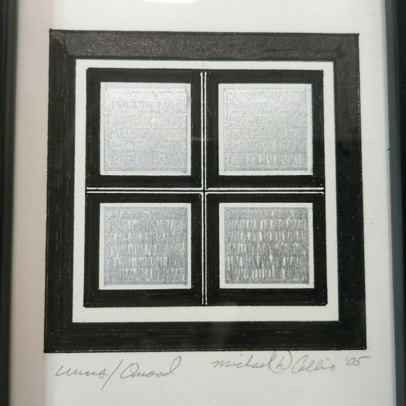 Original Abstract Art Ink Drawing Signed M Collins 9x7 Shadow Box Deep Frame - Picture 2 of 4
